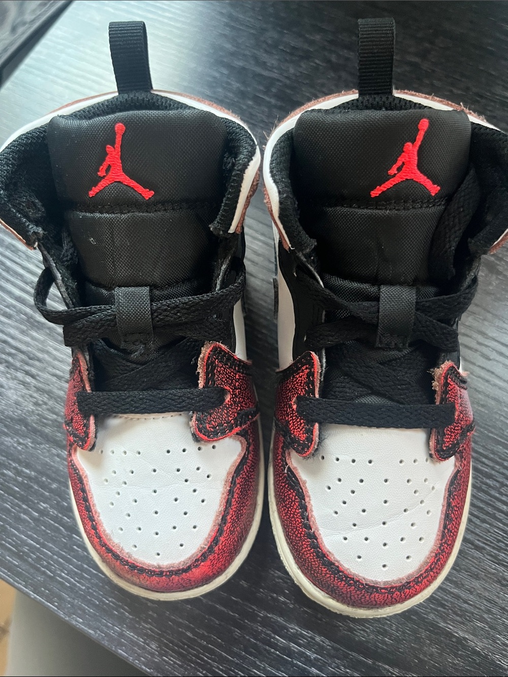 Jordan Kids Black, White & Red High-Top Sneakers